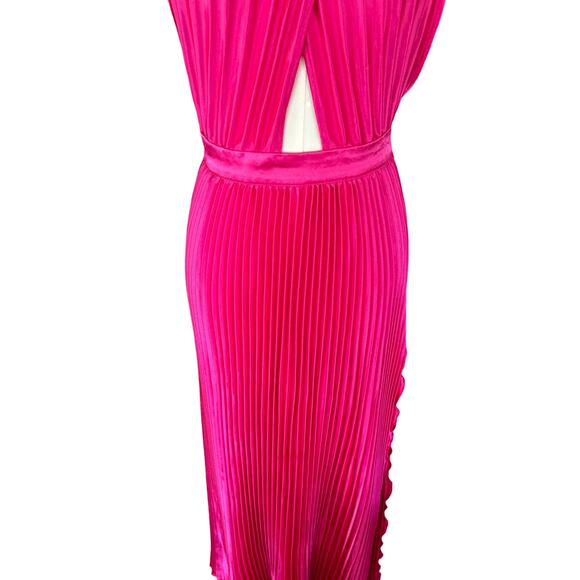 L'IDEE Renaissance Split Gown Maxi Dress Punch Pink NWT - Picture 8 of 15